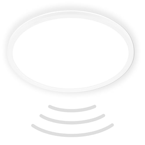 BRILONER - LED Deckenlampe mit Bewegungsmelder 3m Reichweite IP44, neutralweiße Lichtfarbe, flach, 120 Grad Erfassung, Deckenleuchte, LED Panel, Badlampe, Badezimmerlampe, 42x3 cm, Weiß BRILONER - LED Deckenlampe mit Bewegungsmelder 3m Reichweite IP44, neutralweiße Lichtfarbe, flach, 120 Grad Erfassung, Deckenleuchte, LED Panel, Badlampe, Badezimmerlampe, 42x3 cm, Weiß von BRILONER