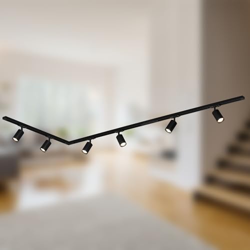 BRILONER - Schienensystem Rail Komplettset, 6x GU10 Spots schwenkbar, L-Form, Lichtschienensystem Decke, Strahler Schiene, Deckenlampe, Deckenleuchte, Spotlight, 3m, Schwarz BRILONER - Schienensystem Rail Komplettset, 6x GU10 Spots schwenkbar, L-Form, Lichtschienensystem Decke, Strahler Schiene, Deckenlampe, Deckenleuchte, Spotlight, 3m, Schwarz von BRILONER