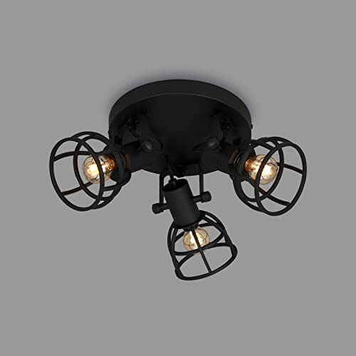 BRILONER Leuchten Deckenlampe retro mit Gitterschirm, 3-flammige Deckenleuchte vintage, E14 Fassung max. 25 Watt, verstellbare Lampenschirme, rustikaler Deckenspot aus Stahl, Schwarz 2669-035 BRILONER Leuchten Deckenlampe retro mit Gitterschirm, 3-flammige Deckenleuchte vintage, E14 Fassung max. 25 Watt, verstellbare Lampenschirme, rustikaler Deckenspot aus Stahl, Schwarz 2669-035 von BRILONER