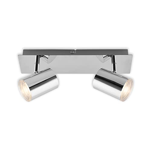 BRILONER Leuchten - Deckenspot, Badleuchte, Badlampe, Deckenleuchte, Strahler dreh- und schwenkbar, 2x LED/GU10, IP44, Chrom, 290x99x112mm (LxBxH), 2731-028 von BRILONER