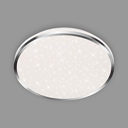 BRILONER Leuchten - LED Deckenleuchte, Badleuchte, Badlampe inkl. Sternendekor, IP44, 18 Watt, 1.800 Lumen, 4.000 Kelvin, Chrom-Weiß, 330x66mm (DxH) von BRILONER