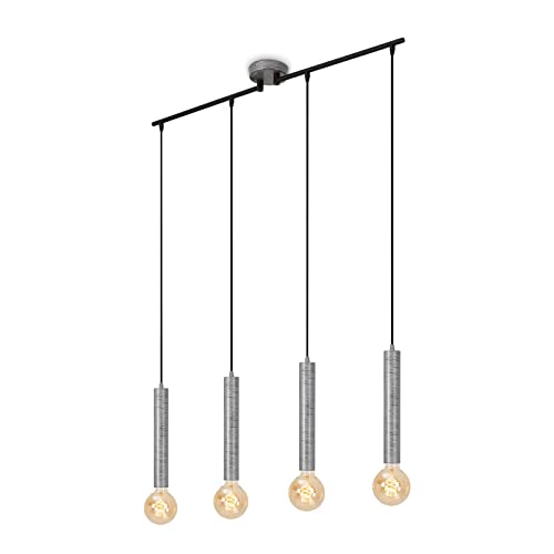 BRILONER Leuchten – Pendelleuchte retro, Pendellampe, vintage, Hängelampe, Esszimmerlampe, E27 Fassung, Silver-Crafted, 850x100x1100 mm (LxBxH) von BRILONER