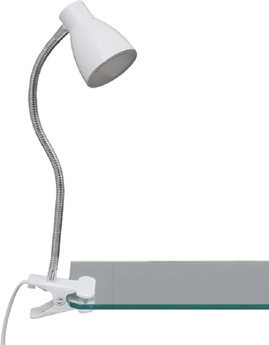 BRILONER Leuchten - LED Klemmleuchte Schreibtisch, Klemmlampe, inkl. an/aus Schalter an dem Kabel, 3.5 Watt, 200 Lumen, Warm weißes Licht, Flexarm, Weiß, 28.5 x 15.5 cm von BRILONER