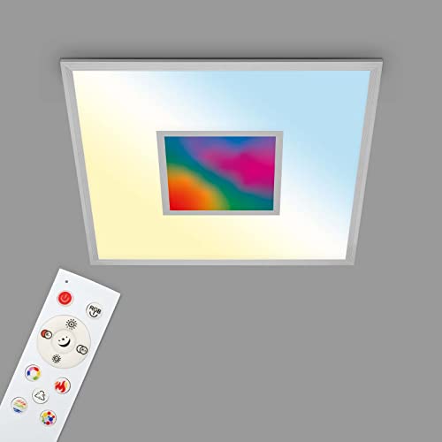 TELEFUNKEN - LED Panel RGB, LED Deckenleuchte CCT, Deckenlampe RGB Centerlight, Regenbogeneffekt, Fernbedienung, Dimmbar, Silberfarbig, 595x595x65 mm, 319804TF von TELEFUNKEN