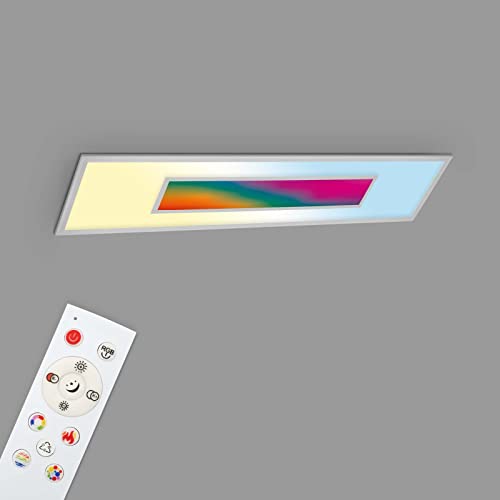 Telefunken - LED Panel RGB, LED Deckenleuchte CCT, Deckenlampe RGB Centerlight, Regenbogeneffekt, Fernbedienung, Dimmbar, Silberfarbig, 1195x295x65mm von TELEFUNKEN