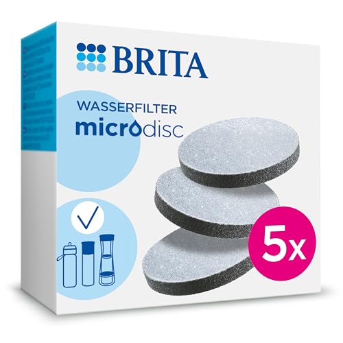 BRITA Wasserfilter MicroDisc 5er Pack, Filter für alle BRITA Trinkflaschen und Karaffen zur Reduzierung von Chlor, Mikropartikel und anderen geschmacksstörenden Stoffen im Leitungswasser von BRITA