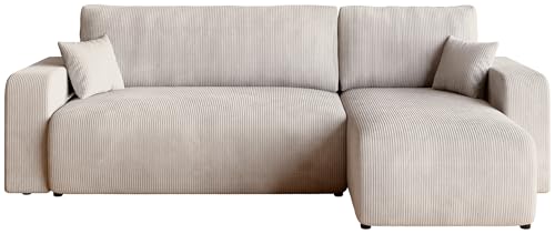 BROMARKT Sofa mit Schlaffunktion Couch L Cordstoff Sofa Bettkasten Schlafsofa für Wohnzimmer freistehend PUMI L Relaxsofa 3 sitzer 244x148x82 cm Vanilla BROMARKT Sofa mit Schlaffunktion Couch L Cordstoff Sofa Bettkasten Schlafsofa für Wohnzimmer freistehend PUMI L Relaxsofa 3 sitzer 244x148x82 cm Vanilla von BROMARKT
