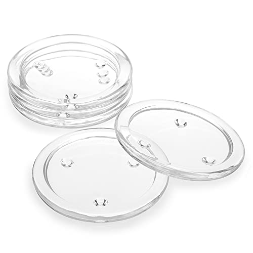 BSTKEY 5 Stück 10 cm runde Glas-Kerzenteller, Tassenmatte, transparentes Glas-Untersetzer-Set, Stumpenkerzenhalter, Ständer für Kerzen von BSTKEY