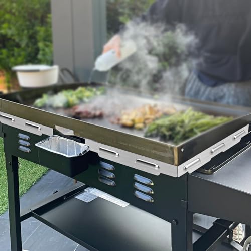 Upgradad Windschutz für Blackstone 91,4 cm Grillplatte, Blackstone Grillzubehör, magnetisch, Edelstahl für Blackstone Grill, Windschutz schützt Flamme, spart Propan, kompatibel mit Haube, Silber von BSTTEK