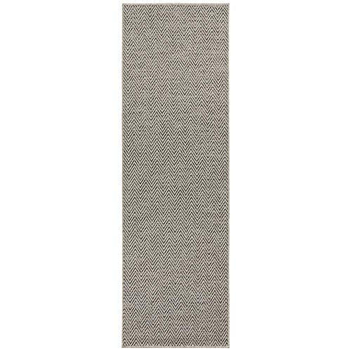 BT Carpet Nature Läufer In- und Outdoor – Schlingen Küchenläufer rutschfest Flachgewebe Kurzflor Woll-Optik Fineloop Küchenteppich für Flur, Garten, Terrasse, Badezimmer – Grau Anthrazit, 80x150cm von BT Carpet