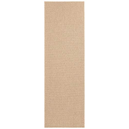 BT Carpet Nature Läufer In- und Outdoor – Schlingen Küchenläufer Rutschfest Flachgewebe Kurzflor Woll-Optik Fineloop Küchenteppich für Flur, Küche, Garten, Terrasse, Badezimmer – Naturbeige, 80x150cm von BT Carpet