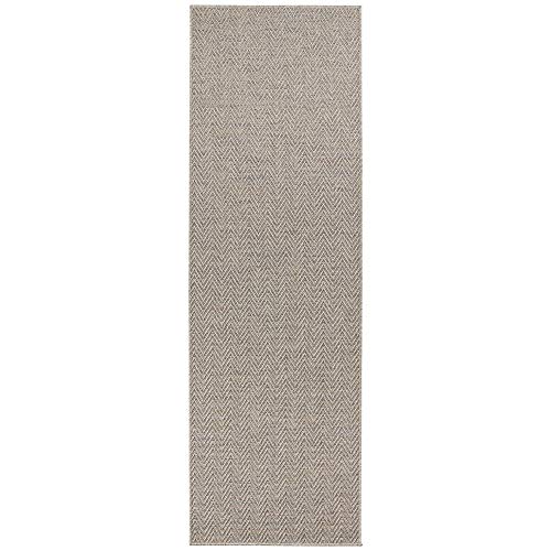 BT Carpet Nature Läufer In- und Outdoor – Schlingen Küchenläufer rutschfest Flachgewebe Kurzflor Woll-Optik Fineloop Küchenteppich für Flur, Garten, Terrasse, Badezimmer – Grau Mehrfarbig, 80x150cm von BT Carpet