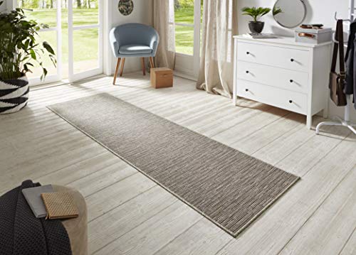 BT Carpet Nature Läufer In- und Outdoor – Schlingen Küchenläufer rutschfest Flachgewebe Kurzflor Woll-Optik Fineloop Küchenteppich für Flur, Küche, Garten, Terrasse, Badezimmer – Creme, 80x150cm von BT Carpet