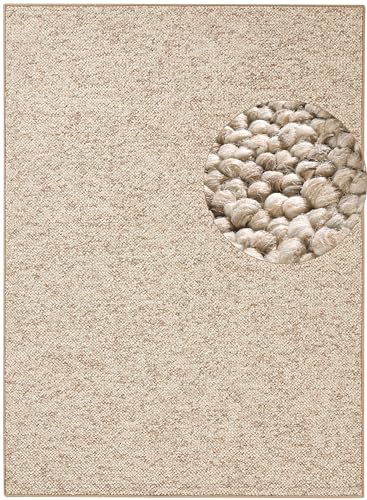 BT Carpet Wolly Teppich – Wohnzimmerteppich Flachgewebe Kurzflor Woll-Optik Wolle Skandi-Look Esszimmer, Wohnzimmer, Kinderzimmer, Schlafzimmer – Creme, 100x140cm von BT Carpet