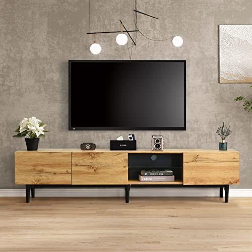 BTM TV-Schrank, Lowboard, Fernsehschrank, Fernsehtisch mit variablem LED-Leuchten, für Wohnzimmer, Industrie-Design, Belastbarkeit bis zu 50 kg, Eiche, 175 x 31x 41 cm von BTM