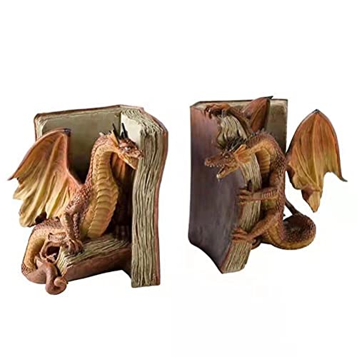 BTSEURY Lustige Drache Buchstützen Harz Dragon Statue Desktop Buchend für Home Office Bücherregal Dekoration von BTSEURY