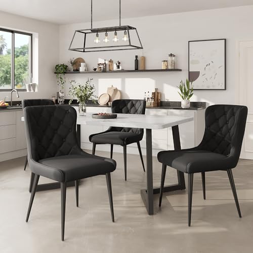BTYJLEBE Esszimmerstühle 4er Set Samt Stuhl mit Metallbeine Küchenstühle Modern Polsterstuhl Bequemer Gepolsterter Rückenlehne für Wohnzimmer Esszimmer Schlafzimmer Küche Schwrz BTYJLEBE Esszimmerstühle 4er Set Samt Stuhl mit Metallbeine Küchenstühle Modern Polsterstuhl Bequemer Gepolsterter Rückenlehne für Wohnzimmer Esszimmer Schlafzimmer Küche Schwrz von BTYJLEBE