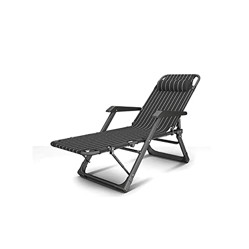 BUJOG Sonnenliege, Terrasse, klappbar, Strand, Garten, Camping, Angeln, Liegestuhl, verstellbar, abnehmbare Kopfstütze, Pool/Außenliege, Tragkraft: 400 kg (grau) von BUJOG