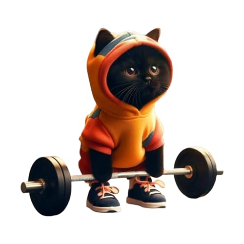 BUNIQ Cute Fitness Cat Sculpture, Cat Figurines Home Decor, Cute Cat Collectible Figurines Cat Ornament, Cat Statue for Home Decor, Cat Gifts for Cat Lovers, 12cm von BUNIQ