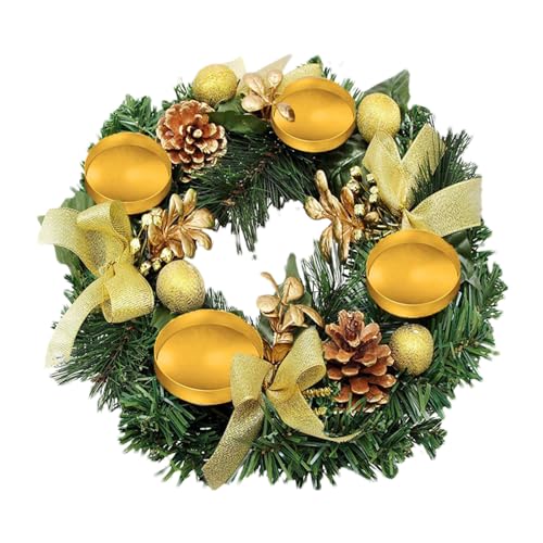Christmas Advent Wreath, 30cm Artificial Wreath with Candle Holders,Christmas Advent Candle Holder, Christmas Wreath for Christmas Table Decorations Home Decor von BUNIQ