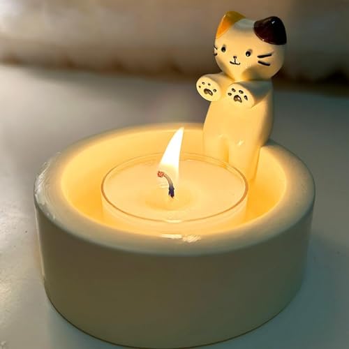 Cartoon Katzen Kerzenhalter, Katzen Kerzenständer, Katzen-Teelichthalter Für Heimdekoration, Niedliche Kerzenhalter-Geschenke Für Katzenliebhaber (Kerzen Nicht Im Lieferumfang Enthalten) von BUNIQ