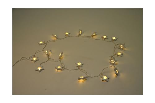 BURI Lichterkette 20 LEDs Weihnachtsdeko Stern Blüte Hochzeit Leuchtdeko Batterie, Variante:Stern/Holz von BURI