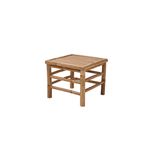 BUTLERS Hocker Beistelltisch (40 x 40 cm) -Safari- Kleiner Tisch Sitzbank aus Bambus in Naturfarbe | Indoor & Outdoor Möbel für Balkon, Terrasse, Garten, Badezimmer, Wohnzimmer, Schlafzimmer von BUTLERS