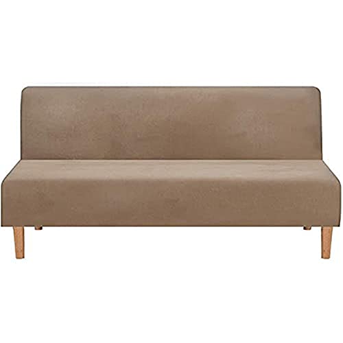 BXFUL Samt Sofabezug ohne Armlehnen 3 Sitzer Stretch Couchbezug Elastischer Abdeckung Husse für Sofabett Sofaüberzug Armless rutschfest (Kamel) von BXFUL