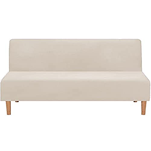 BXFUL Samt Sofabezug ohne Armlehnen 3 Sitzer Stretch Couchbezug Elastischer Abdeckung Husse für Sofabett Sofaüberzug Armless rutschfest (Beige) von BXFUL