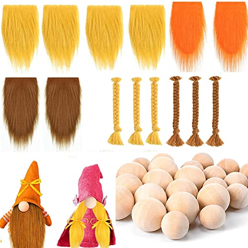 24 Stück Wichtelbart Zum Basteln, Ostern Deko DIY Vorgeschnittener Wichtelbart mit Plüsch Osterpuppe und Holzkugelnase GNOME Zwergbart Kunstpelzstoff Wichtel Bart Basteln Weihnachten Wichtel Zubehör von BYNYXI