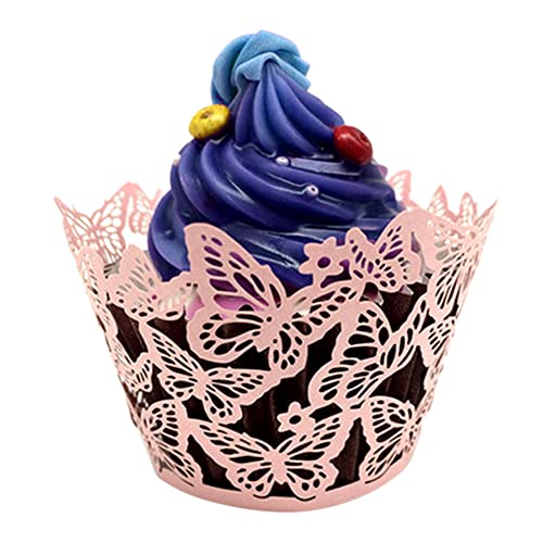 BYNYXI 50 Stück Cupcake Förmchen, Schmetterling Cupcake Wrapper Muffin Backförmchen Papier Mädchen Kinder Papier Backförmchen Cupcake Formen für Hochzeiten Geburtstage Party Weihnachten, 8cmx5cmx5cm von BYNYXI