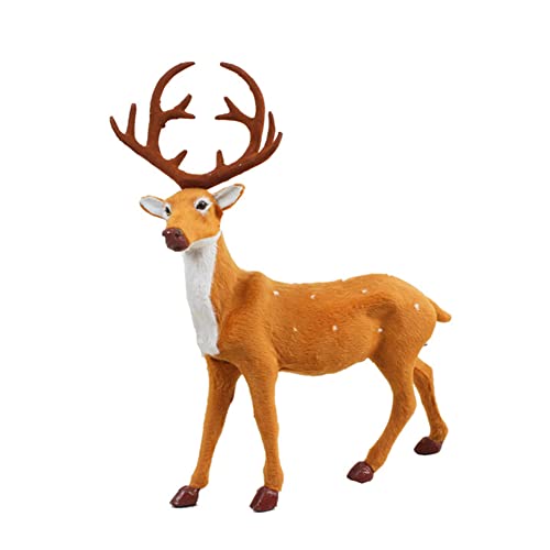 BYNYXI Hirsch Figur Deko, 45cm Weihnachten Hirsch Tischdeko Stehend und Liegende Rentier Realistisches Tier Rentier Hirsch Kunststoff Künstliche Hirsch Miniatur Rentier Figuren Handwerk Geschenk von BYNYXI