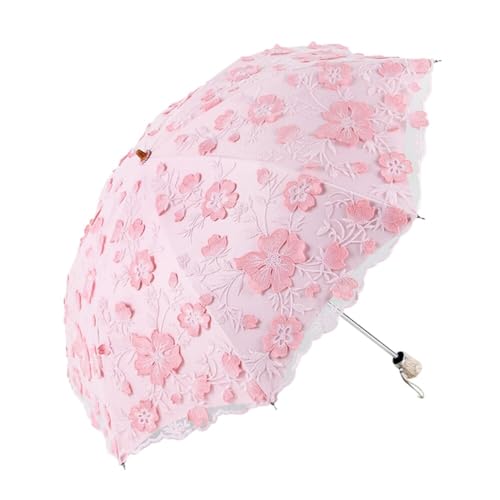 BYNYXI Spitze Regenschirm Stickerei, 50cm Blume Hochzeitsschirm Brautschirm Doppelschicht Sonnenschutz Faltschirm Spitze Sonnenschirm Spitze Stickerei Sonnenschirm für Hochzeit Party Braut Fotografie von BYNYXI