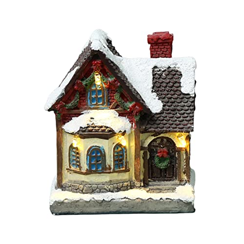 BYNYXI Weihnachtshaus Beleuchtet, Weihnachten Schnee Haus mit LED-Licht Schneelandschaft Weihnachtsdeko Haus Weihnachtsdorf Häuser 3D Weihnachtsszene Weihnachten Dekoration-7cmx6.5cmx11cm von BYNYXI