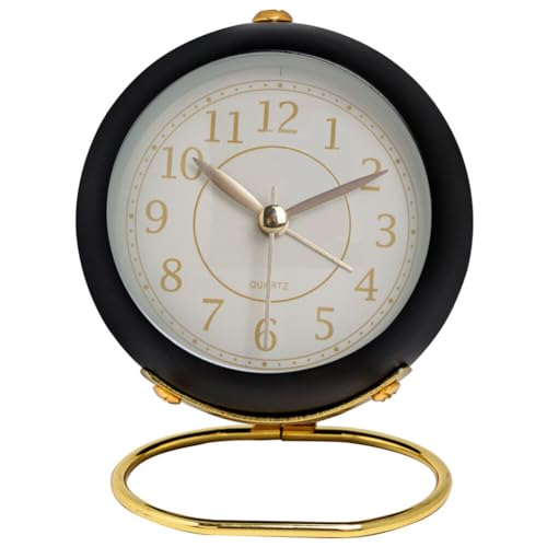 Tischwecker Analog, 10.5cm Kleine Schreibtischuhr mit Nachtlampe Wecker Retro Tischuhr Lauter Wecker Nachttischuhr Standuhr klein Modern Leise Wanduhren Tischuhr für Schlafzimmer Wohnzimmer Küche von BYNYXI