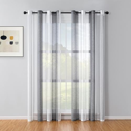 BYSURE gestreifte Vorhänge, Voile,Modern, 2er-Set, 140x145cm, Dunkelgrau BYSURE gestreifte Vorhänge, Voile,Modern, 2er-Set, 140x145cm, Dunkelgrau von BYSURE