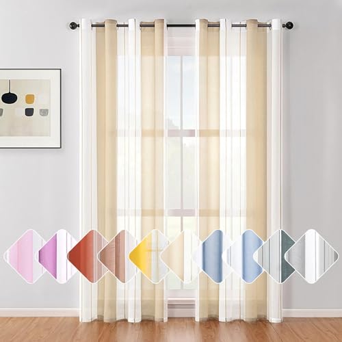 gestreifte Vorhänge, Voile,Modern, 2er-Set, 140x245cm, Beige gestreifte Vorhänge, Voile,Modern, 2er-Set, 140x245cm, Beige von BYSURE
