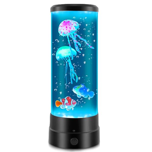 BYZESTY Quallen Lampe, Lavalampe Quallen, Runde Jellyfish Lamp, Quallen Aquarium Lampe mit 17 Farbwechsel-Modi Fernbedienung, Fantasy Quallen Lavalampe, für Stimmungslicht, Nachtlicht, Zuhause Deko von BYZESTY