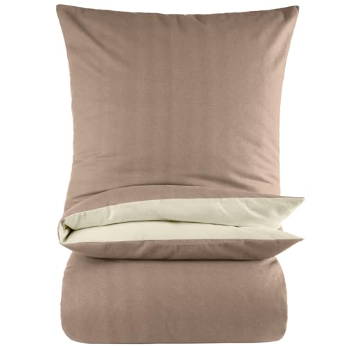 BaSaTex Biber Uni Bettwäsche Set - Bettbezug 155x220 + 80x80 Kissenbezug - kuschelige warme Winter Flausch Bettgarnitur - Taupe Natur BaSaTex Biber Uni Bettwäsche Set - Bettbezug 155x220 + 80x80 Kissenbezug - kuschelige warme Winter Flausch Bettgarnitur - Taupe Natur von BaSaTex