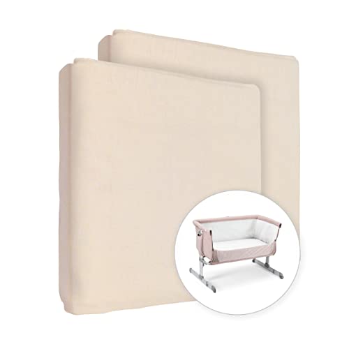 2X Jersey 100% Baumwolle Spannbetttuch für 90x55cm Baby Nachttisch Kinderbett Matratze (Cremefarben) von Baby Comfort