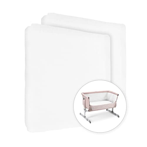 2X Jersey 100% Baumwolle Spannbetttuch für 90x55cm Baby Nachttisch Kinderbett Matratze (Weiß) von Baby Comfort