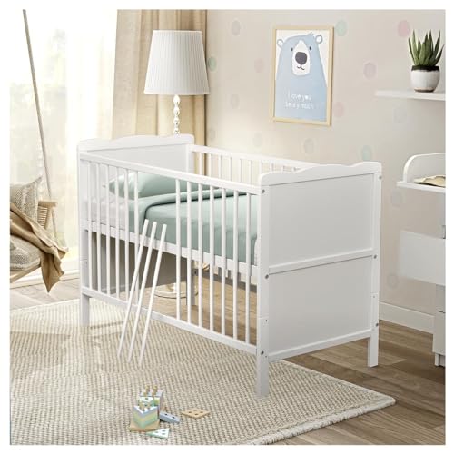 Baby Delux Babybett Kinderbett umbaubar Juniorbett 70x140 weiß Jack 2in1 mit Matratze inkl. Beißschienen von Baby Delux