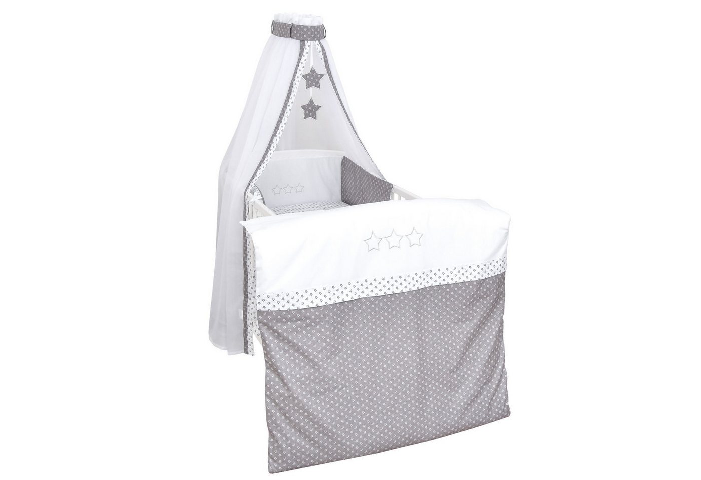 Babybettwäsche Baby Bettwäsche Set 4-Tlg. Nestchen Chiffonhimmel, Baby-Delux, Baumwolle, 4 teilig, Bettset für Babybetten 140x70 & 120x60 verschiedene Designs von Baby-Delux