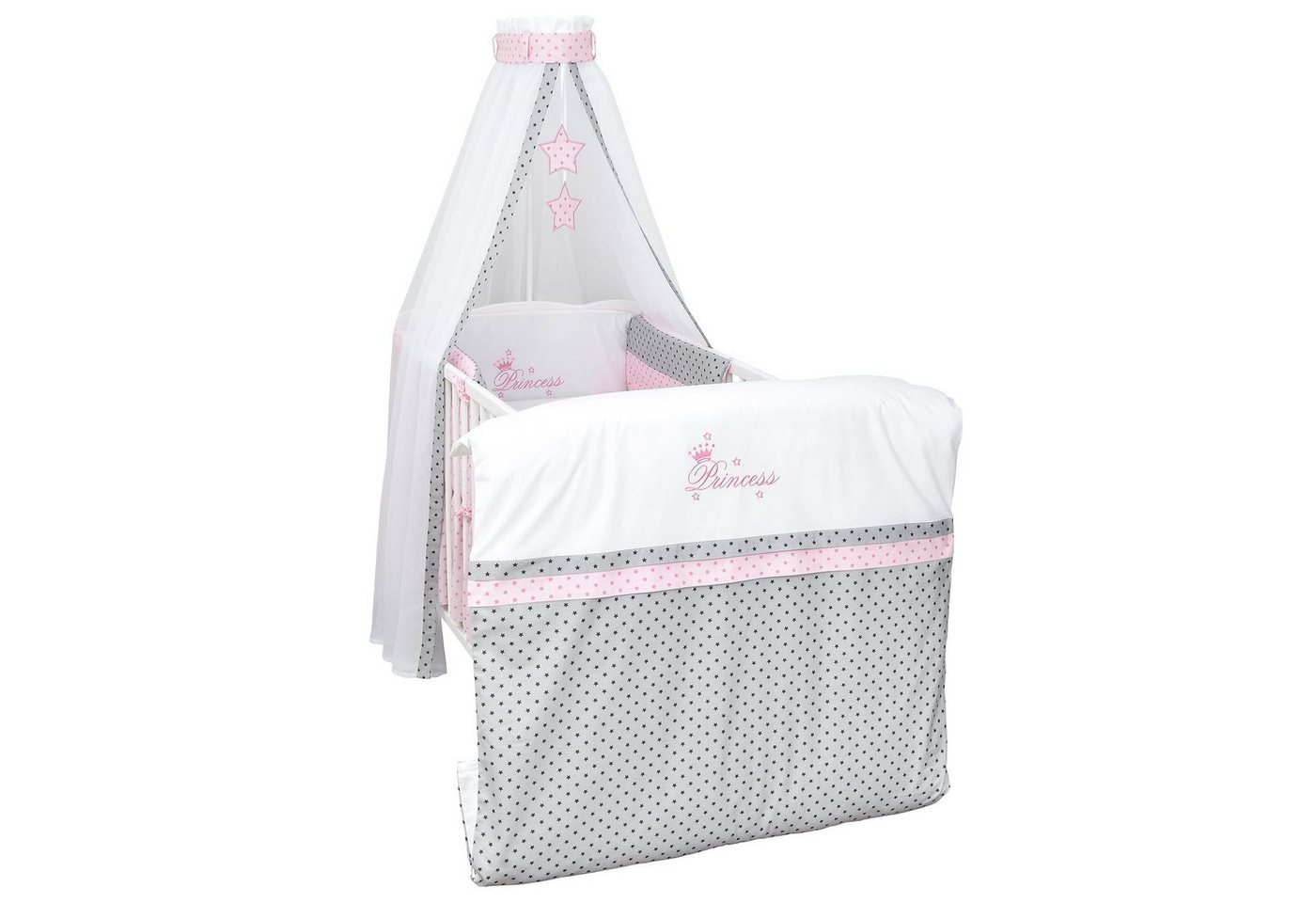 Babybettwäsche Baby Bettwäsche Set 4-Tlg. Nestchen Chiffonhimmel, Baby-Delux, Baumwolle, 4 teilig, Bettset für Babybetten 140x70 & 120x60 verschiedene Designs von Baby-Delux