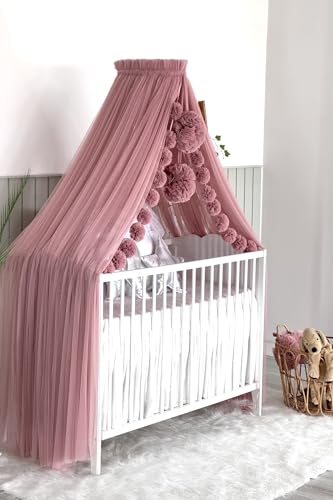 Baby Fancyroom Betthimmel für Babybett, Altrosa, Prinzessin Babywiege, Moskitonetz, Beistellbett Himmel, Babyzimmer Deko, Baldachin Kinderzimmer aus Premium Tüll von Baby Fancyroom