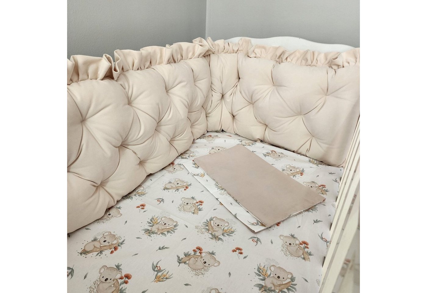 Baby Fancyroom Bettnestchen Samt Bettumrandung Nestchen Volant Kantenschutz Babybett Gitterbett, (weicher Samtstoff, hochwertig, Bettwäsche oder Bettumrandung), Mit Liebe handgefertigt, Premium Samt, Babynestchen, Babynest von Baby Fancyroom