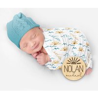 Sonne Und Welle Swaddle Sommer Unisex Baby Decke Personalisierte Sonnen Kinderzimmer Boy Shower Geschenk Erhalten von BabySquishyCheeks