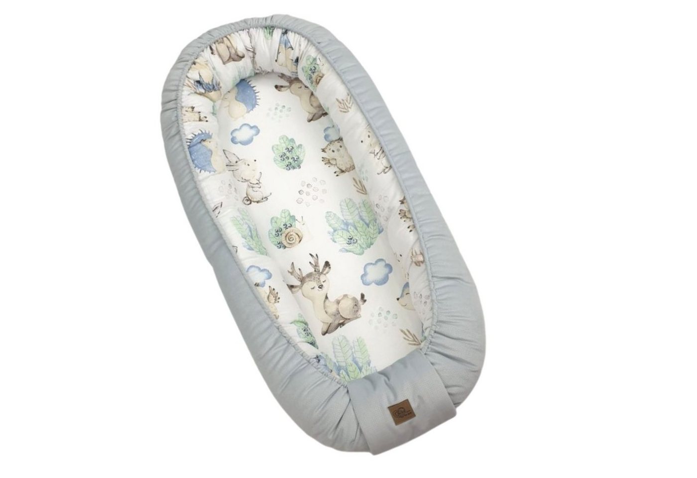 Babymajawelt Bettnestchen Kuschelnest Igel grau mit Matratze Mitwachsend (101322), (Set, 1-tlg., 1x Babynestchen verstellbar, inkl. Tragetasche), Made In EU, für den Schlaf zwischendruch, Bettverkleinerung von Babymajawelt