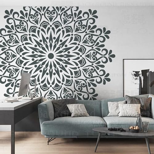 240cm Huge Giant Mandala Henna Indian Arabic Ethnic Round Flower Lotus Schablone Schablonen Mandala Farbe Groß Für Dekor Vorlage Wiederverwendbare Wände Große Nische Wandmuster Fliesen Möbel von 壁涂鸥 BackgroundTurnOver