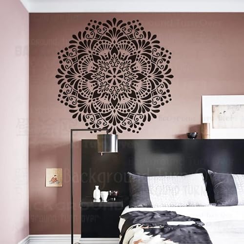 70cm Huge Giant Mandala Ceiling Indian Arabic Ethnic Round Schablone Schablonen Für Wände Große Vorlage Wiederverwendbare Dekor Bodenfliesen Muster Möbel Muster Mandala Nische Wand Holz von BackgroundTurnOver